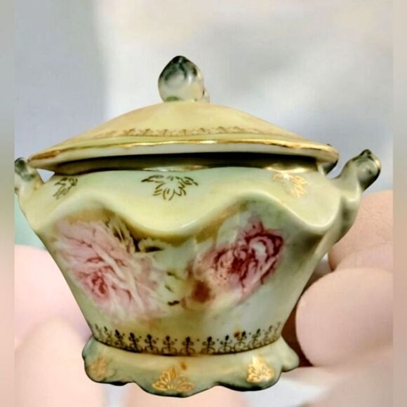 Sugar Bowl Limoges France Hand Painted Signed With/Lid - Picture 2 of 15